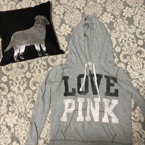 Grey PINK zip up hoodie